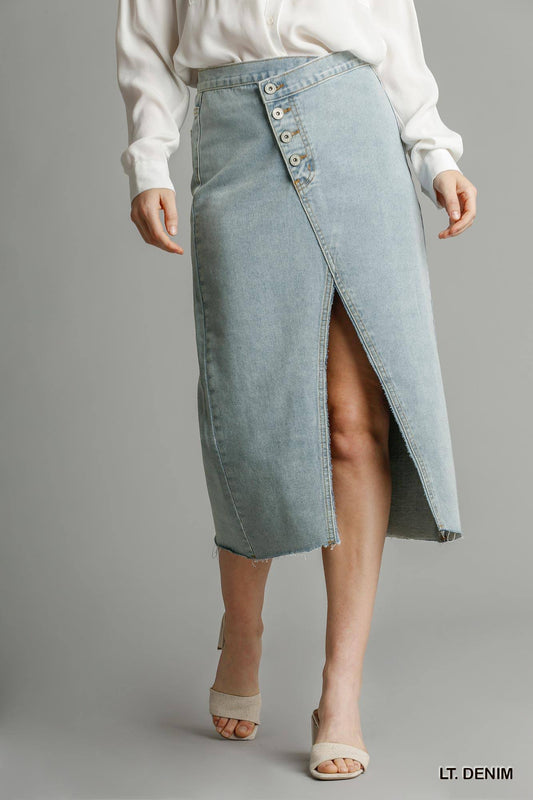 split jean denim skirt